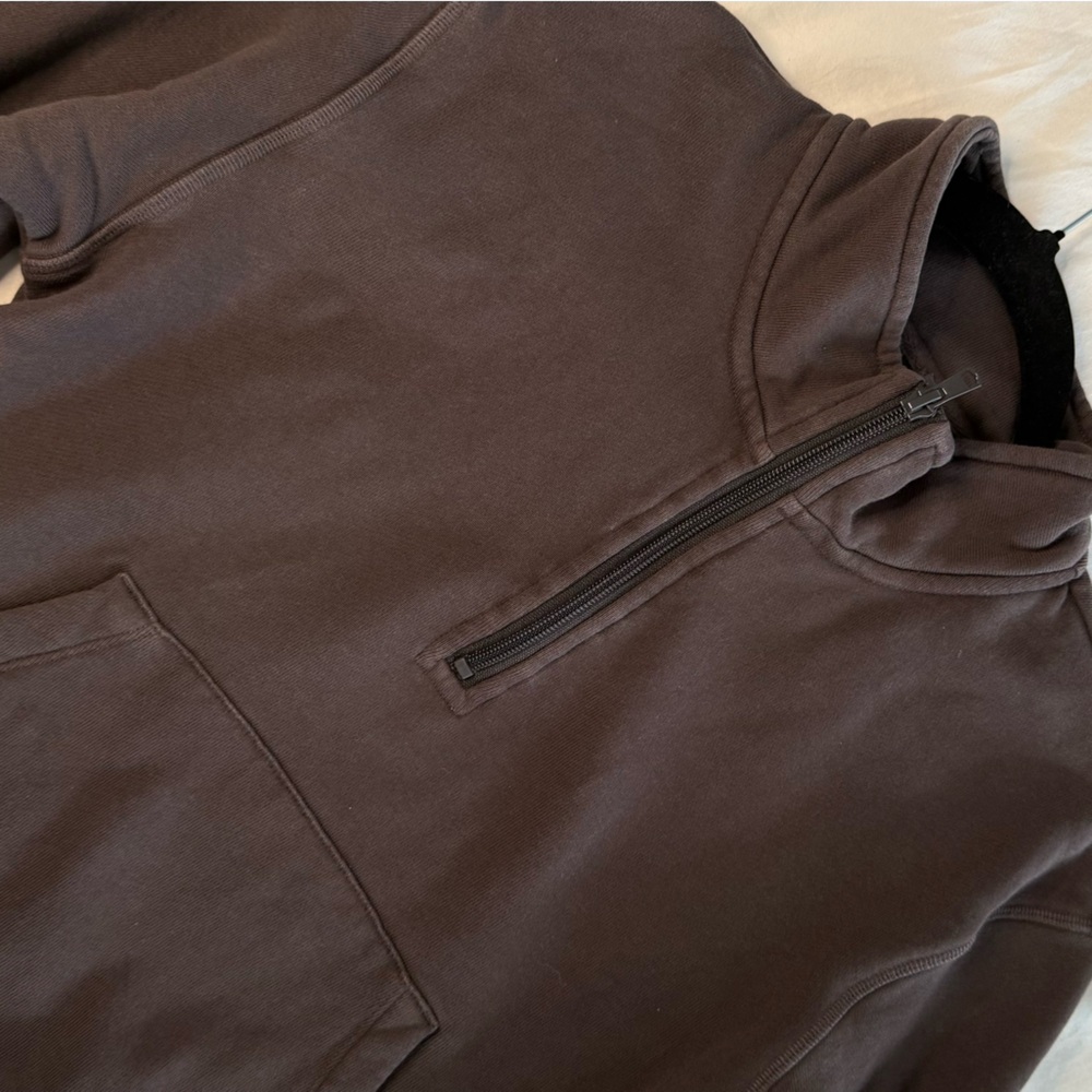 SKIMS Dark Brown Half-Zip Sweatshirt